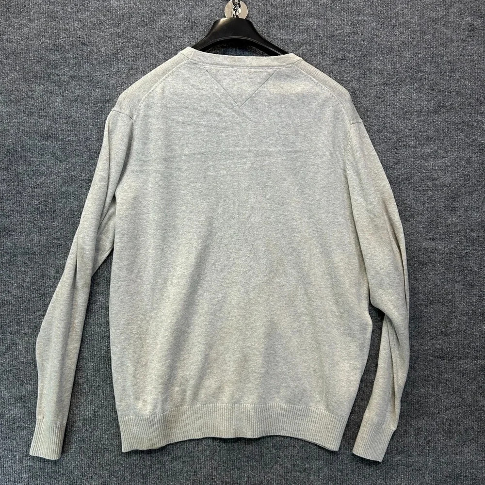Tommy Hilfiger Sweater Men's Gray Crew Neck Long Sleeve Pullover Size Large